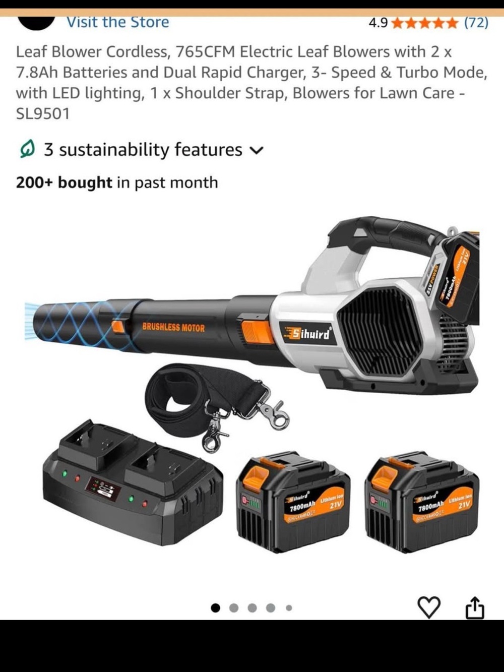 Brushless Cordless Leaf Blower in Black & Orange